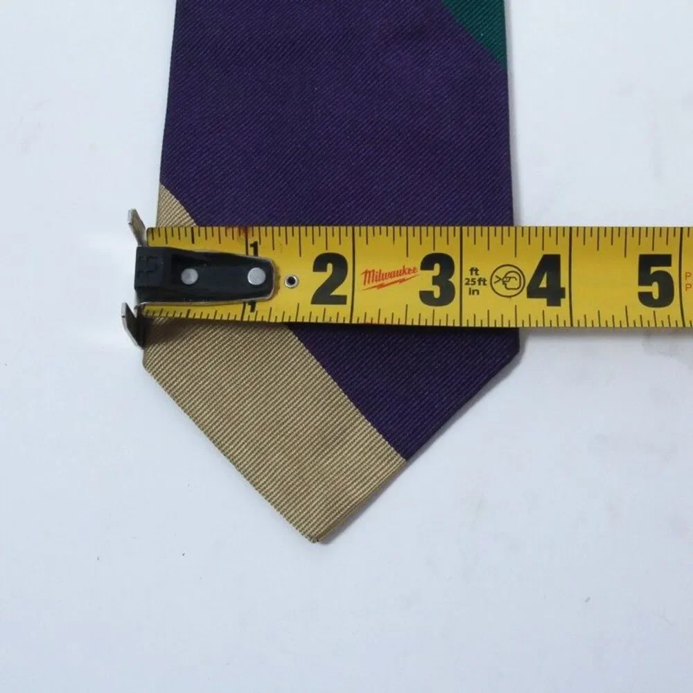 Polo Ralph Lauren Tie Vintage Colorblock Purple Gold Green Silk USA Handmade